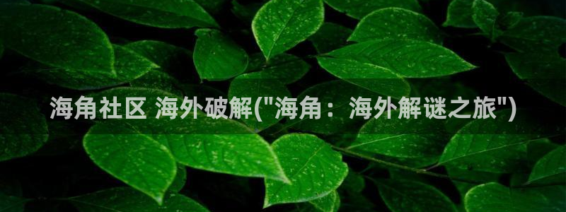 hj海角社区ios：海角社区 海外破解(\
